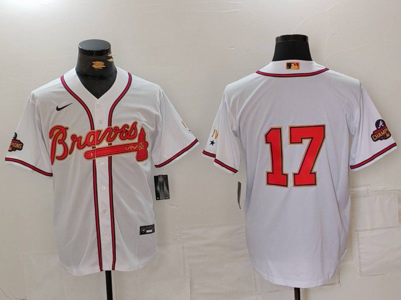 Men Atlanta Braves #17 No Name White Game 2024 Nike MLB Jersey style 1